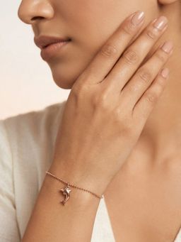925 SILLER - 925 Pure Silver Rose Gold Dolphin Charm Bracelet - Minimalist Ball Bead Chain