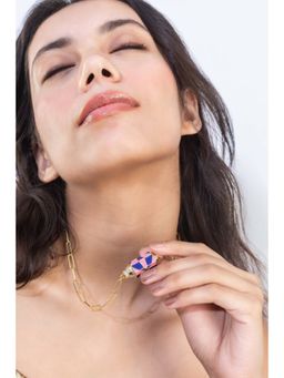 MINJI AND CO. - Cylindrical Charm Gold Plated Brass Necklace