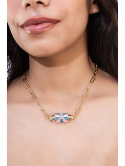 MINJI AND CO. - Sleek Cylinder Design Gold Plated Brass Necklace