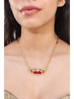MINJI AND CO. - Minimal Cylindrical Charm Gold Plated Brass Necklace Smooth Finish