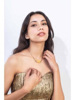 MINJI AND CO. - Modern Cylinder Shape Gold Plated Brass Necklace