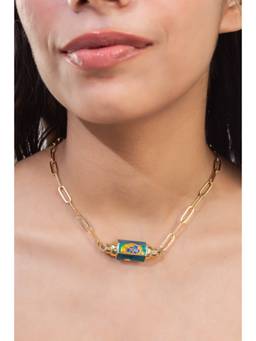 MINJI AND CO. - Stylish Cylindrical Charm Gold Plated Brass Necklace