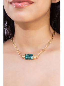 MINJI AND CO. - Classic Cylindrical Charm Gold Plated Brass Necklace Sleek Finish