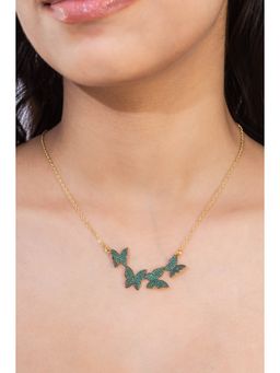 MINJI AND CO. - Coloured Stones Charm Gold Plated Brass Necklace Elegant Look