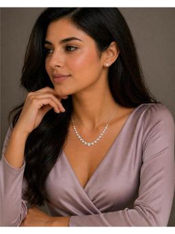 Axora Life - 925 Sterling Silver Necklace and Earring Set with Teardrop Stones