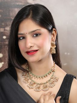 STILEADDA - Turquoise Beads Double Line Filigree Necklace Set