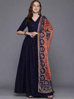 Ahalyaa - Embroidered Sequinned Ready To Wear Lehenga Choli with Dupatta (Set of 3)