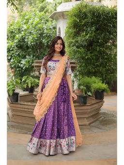 JATRIQQ - Women Embroidered Stitched Lehenga with Unstitched Choli and Dupatta (Set of 3)