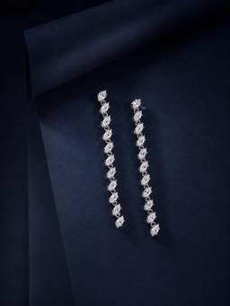 Ornate Jewels - 925 Silver Marquise American Diamond Sparkles Dangle Earrings for Women & Girls