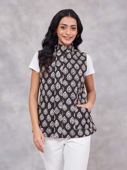 Fabindia - Black Cotton Bagru Printed Jacket
