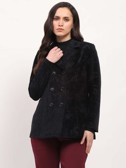 Global Republic - Self Design Notched Lapel Winter Coat For Women