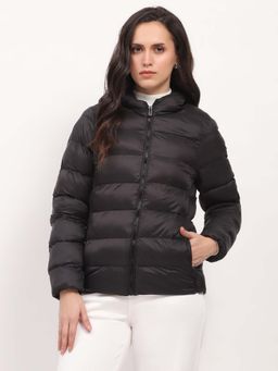 Global Republic - Polyester Solid Hooded Puffer Jacket For Women