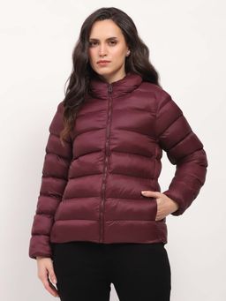 Global Republic - Polyester Solid Hooded Puffer Jacket For Women