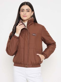 Madame - Disney Printed Quilted Brown Puffer Jacket