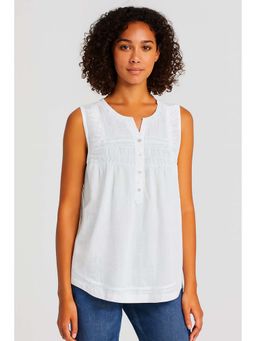 NOBARR - Womens White Cotton Loose Fit Sleeveless Top