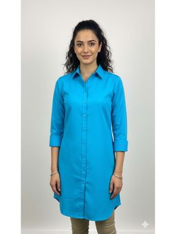 NOBARR - Womens Cotton Sky Blue Cotton Shirt Tunic