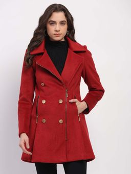 Global Republic - Above Knee Lapel Collar Winter Coat For Women
