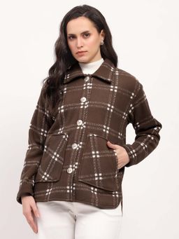 Global Republic - Check Shirt Collar Shacket For Women