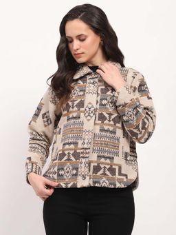 Global Republic - Printed Shirt Collar Jacket For Women