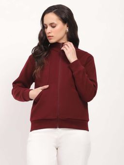Global Republic - Polyester Solid Stand Collar Jacket For Women