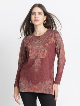 SHAYE - Women Maroon Paisley Straight Kurti