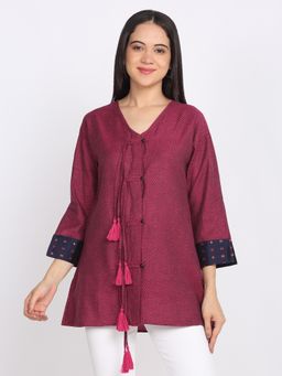 SHAYE - Women Pink Textured Straight Kurti