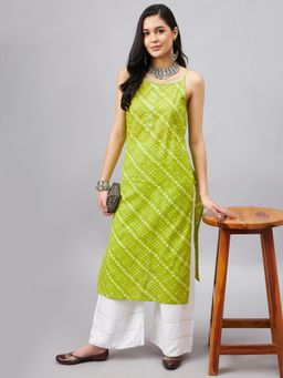 WineRed - Women Green Geometric Straight Kurta