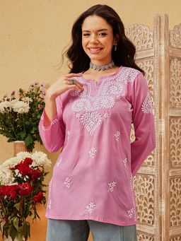 ADA - Women Pink Embroidered Straight Kurta