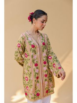 HOUSE OF KARI - Women Beige Embroidered Straight Kurta