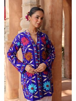 HOUSE OF KARI - Women Blue Embroidered Straight Kurta