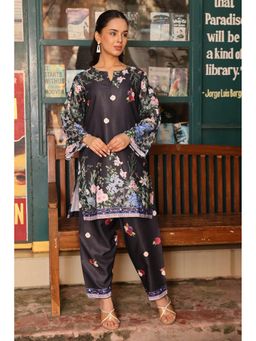 HOUSE OF KARI - Women Black Wool Blend Printed Kurta with Pant