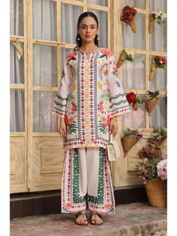 HOUSE OF KARI - Women Ivory Wool Blend Printed Kurta with Palazzo