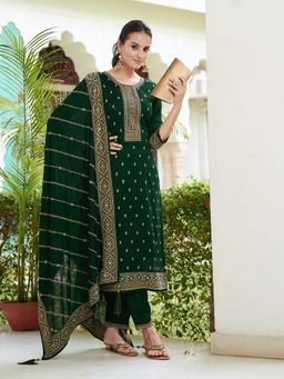 BERRYLICIOUS - Women'S Green Embroidered Kurta with Pant and Dupatta
