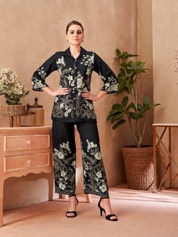 KAFTANIZE - Black Floral Printed Co-Ord Set