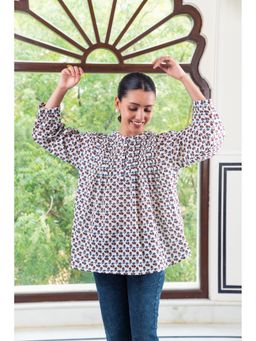 SAVI - Women White Floral A-Line Tunic