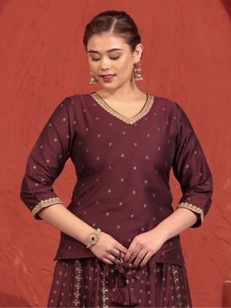 ARAMYA - Women Maroon Abstract Straight Kurta