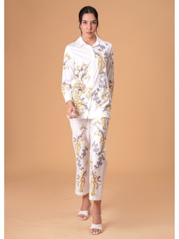 Zolo Label - Luxury White Printed Full Sleeve Co-Ord Set