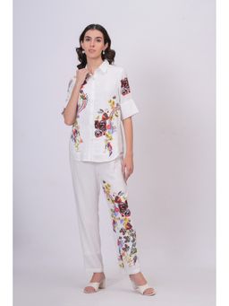 Zolo Label - White Artistic Print Premium Cotton Co-Ord Set