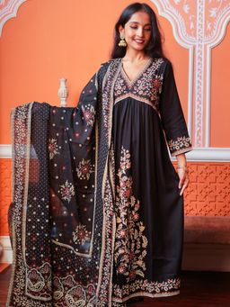 Atha Fashion - Black Mystic Majesty Kurta with Pant & Dupatta