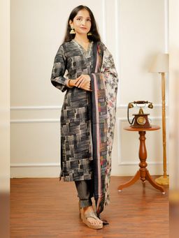 Atha Fashion - Black Nargis Royale Kurta with Pant & Dupatta