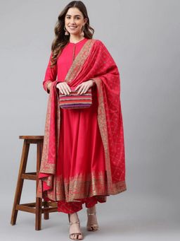 Atha Fashion - Red Ruhani Gulal Anarkali Kurta with Pant & Dupatta