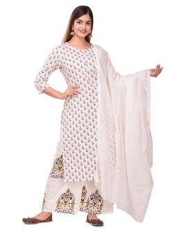 Atha Fashion - Ivory Bloom Kurta with Palazzo & Dupatta