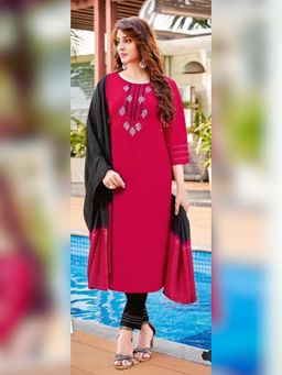 Atha Fashion - Red Saanvi Essence Kurta with Pant & Dupatta