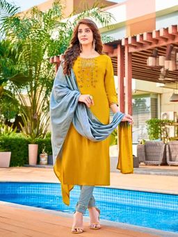 Atha Fashion - Yellow Saanvi Essence Kurta with Pant & Dupatta