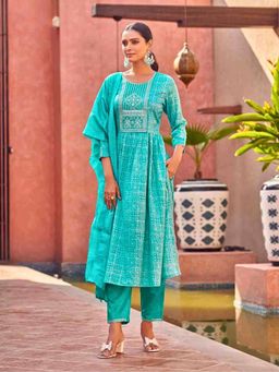 Atha Fashion - Blue Noor Naira Anarkali Kurta with Pant & Dupatta