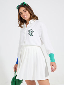 Styli - Women White Shirt with Contrast Cuff