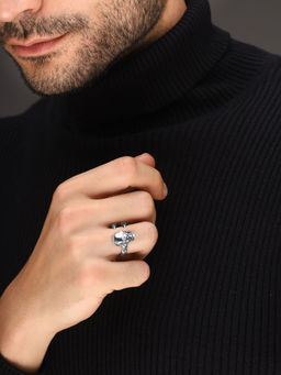 Priyaasi - The Silver Enigmatic Mens With Skull Face Ring