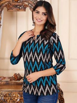 Gahan - Womens Multi-Color Printed Cotton Blend Short Kurti