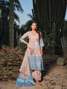 Gahan - Womens Blue Floral Viscose Embroidered Kurta with Pant & Dupatta