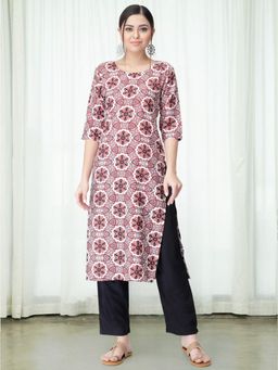 Gahan - Womens Pink Printed Kurta with Straight Pant